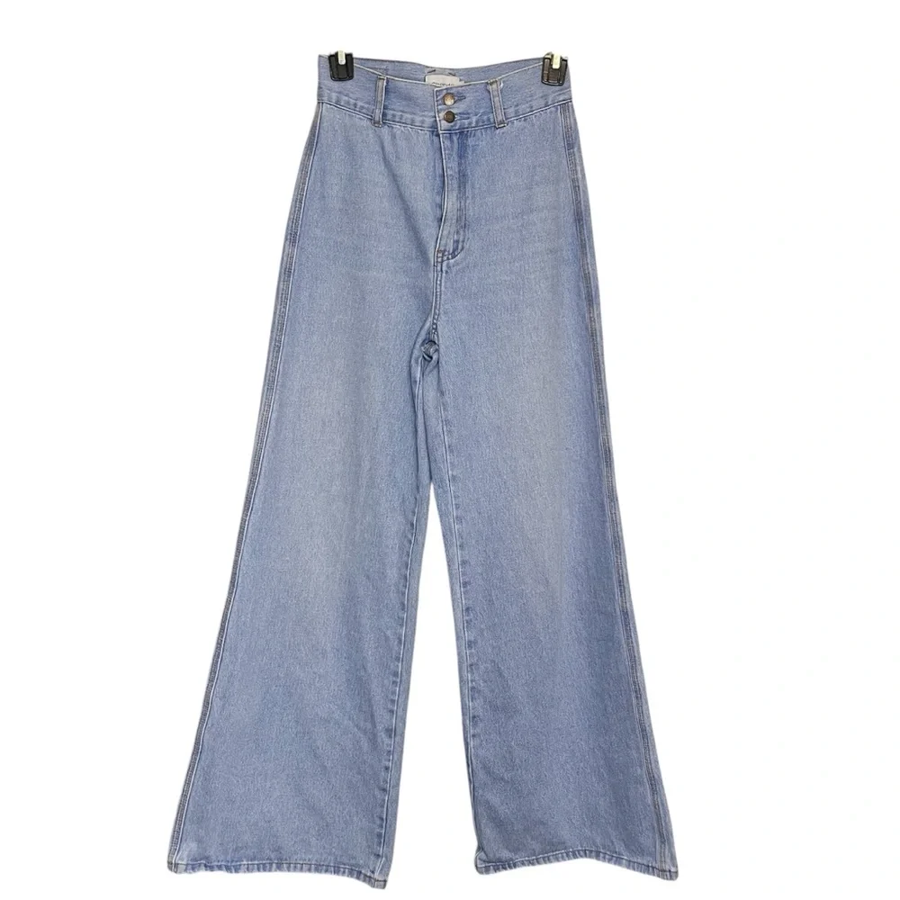 Ghanda Women’s Wide Leg Flare Leg Bell Bottom Charlie Jeans in Boston Blue Boho - Picture 5 of 14